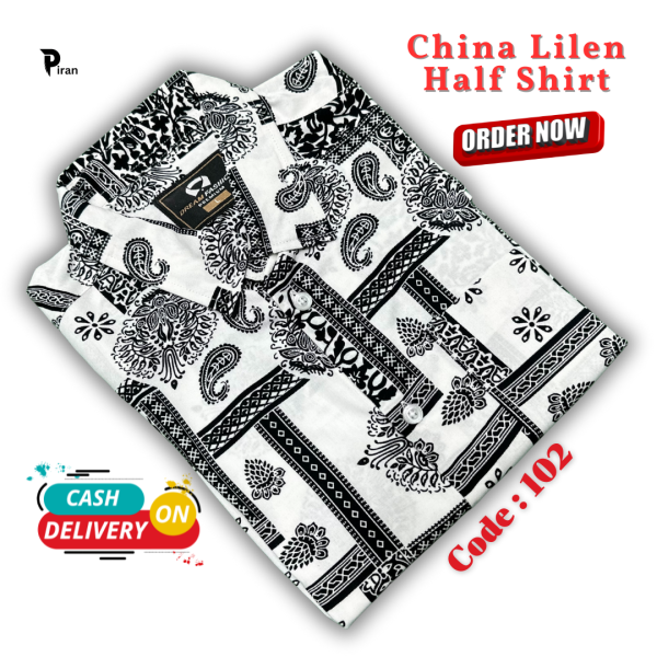 Lilen half Shirt White Black 102