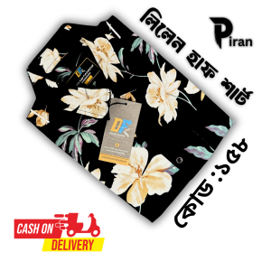 Lilen half Shirt Black Flower 158